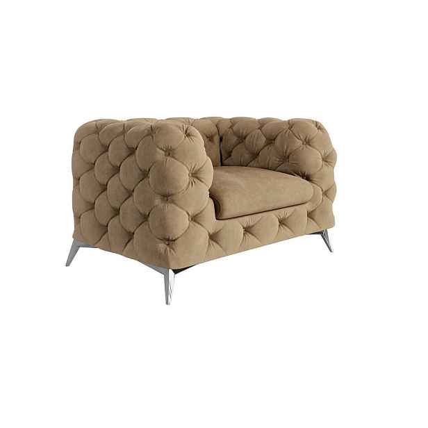 S-Style KŘESLO CHESTERFIELD Laura z béžového sametu