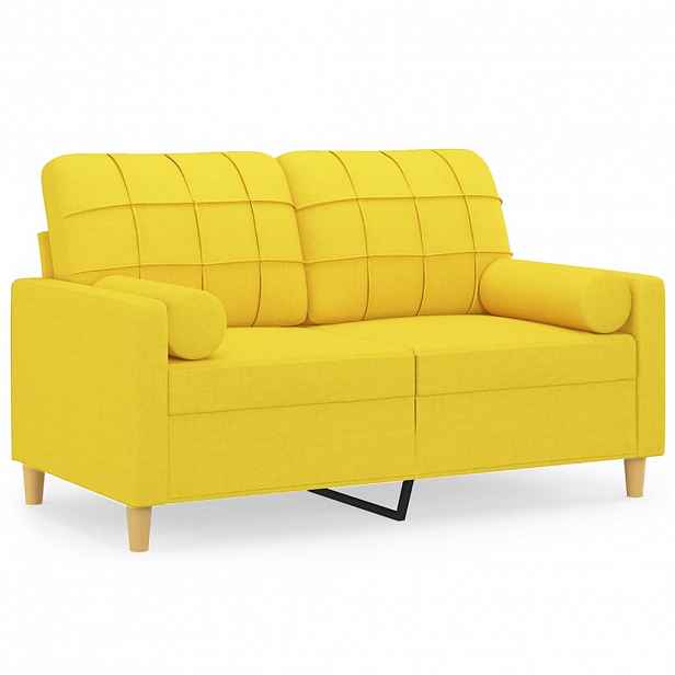 vidaXL 2místná pohovka s polštáři světle žlutá 120 cm textil