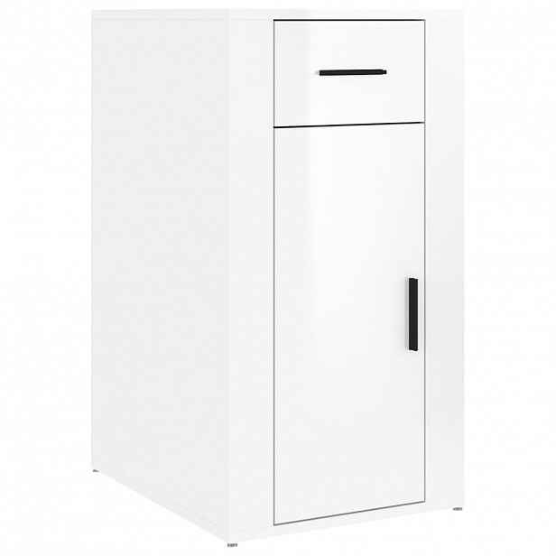 vidaXL Skříňka k psacímu stolu lesklá bílá 40x49x75cm kompozitní dřevo