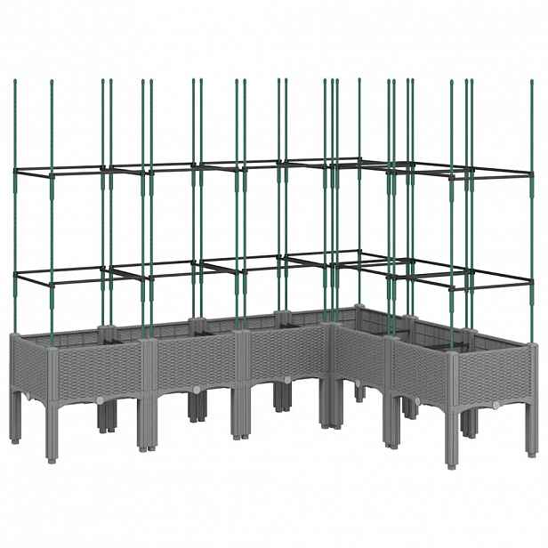 vidaXL Zahradní truhlík s treláží světle šedý 160 x 120 x 142,5 cm PP