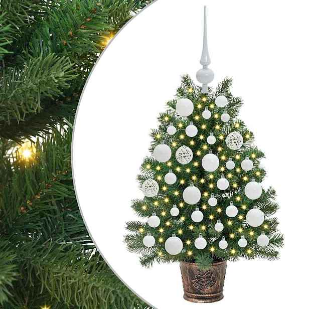 vidaXL Umělý vánoční stromeček s 150 LED diodami Zelená 75 cm PE a PVC