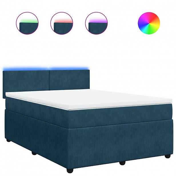 vidaXL Box spring postel s matrací modrá 140 x 190 cm samet