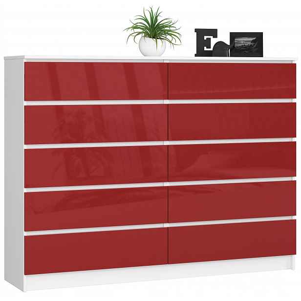 Komoda K160 10SZ Clp Czerwony Połysk Akd