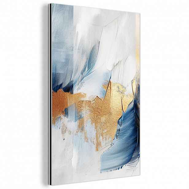 MuchoWow KOVOVÝ OBRAZ Zlatá - modrá - akvarel - umění - moderní 40x60 cm