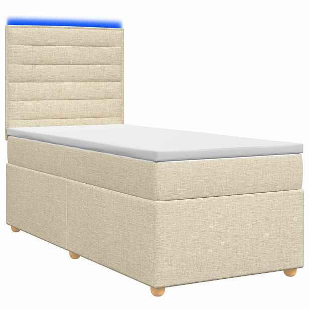 vidaXL Postel boxspring s matrací s čelo Krémová 90 x 190 cm Textil
