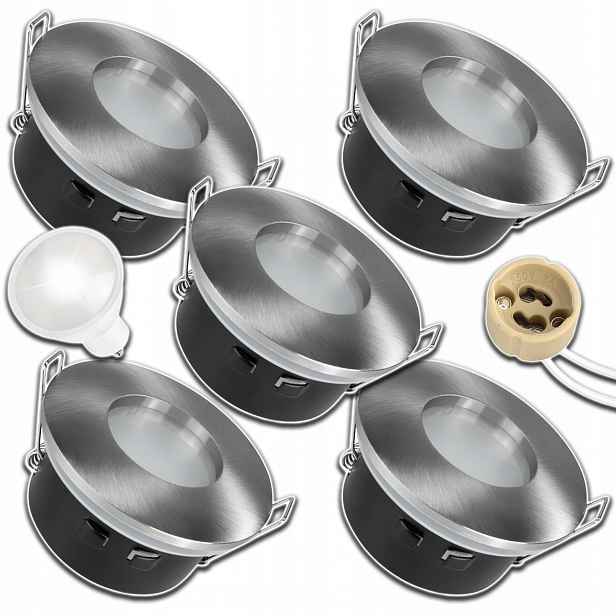5xHERMETICKÉ Halogenové Svítidlo GU10 Na Podbití+led Žárovka 1,5W Neutrální