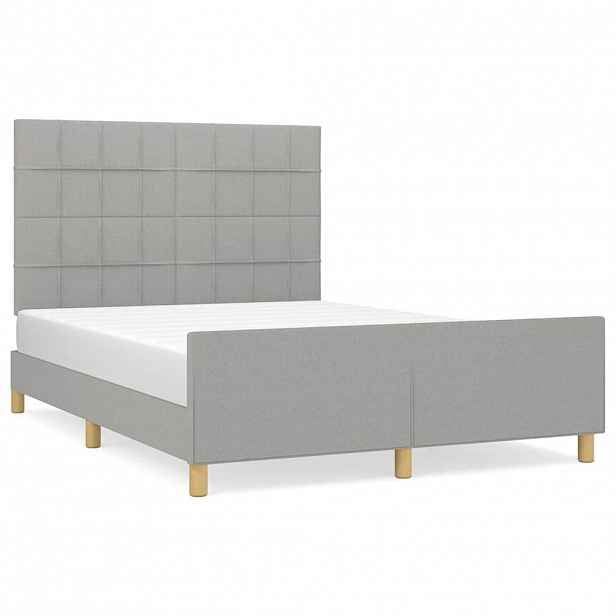 vidaXL Rám postele bez matrace světle šedý 140 x 190 cm textil