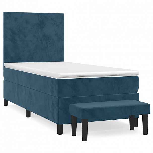 vidaXL Box spring postel s matrací tmavě modrá 80 x 200 cm samet