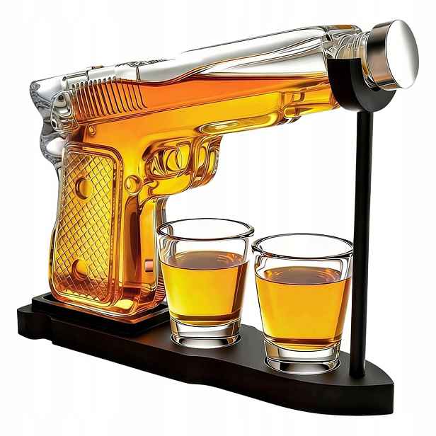 230 ml karafa skleněná pistole se skleničkami 50 ml elegantní barový set