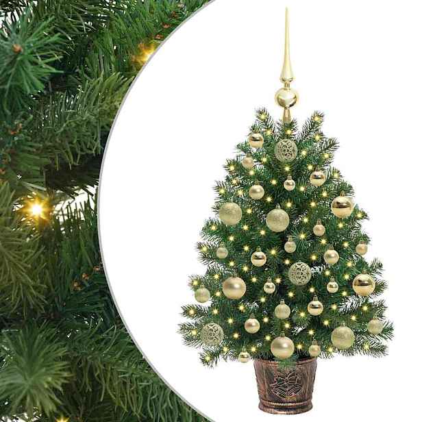 vidaXL Umělý vánoční stromeček s 150 LED diodami Zelená 75 cm PE a PVC