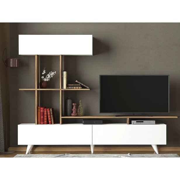 Casarredo Televizní stolek GERBA - bílá/ořech