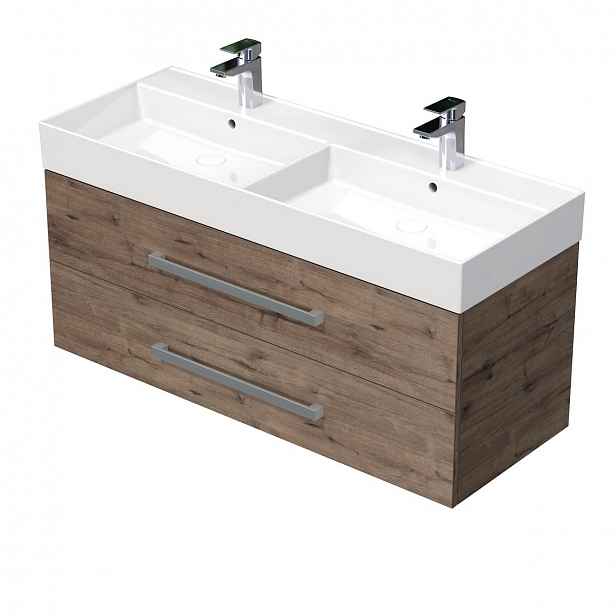 Koupelnová skříňka s umyvadlem Naturel Cube Way 120x53x46 cm dub Wellington mat CUBE461202DWSAT