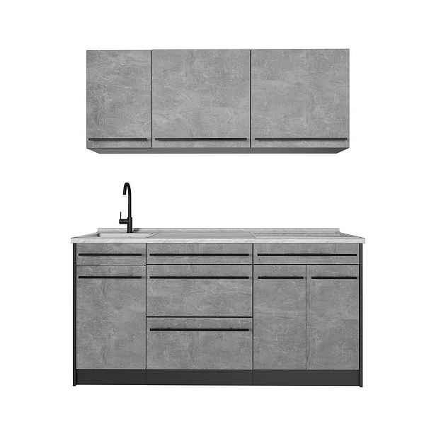 Vicco JEDNOTKOVÁ KUCHYNĚ R-Line, Beton/Antracit, 160 cm pracovná doska Mramor