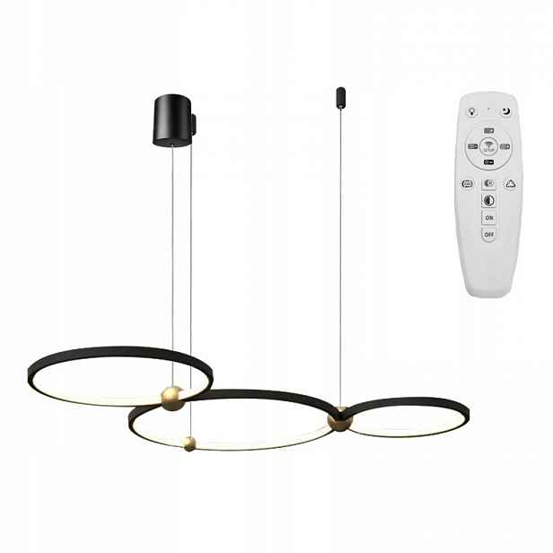 Závěsná Led Lampa Black Ring Černá Dálkový Ovladač 30x40x50