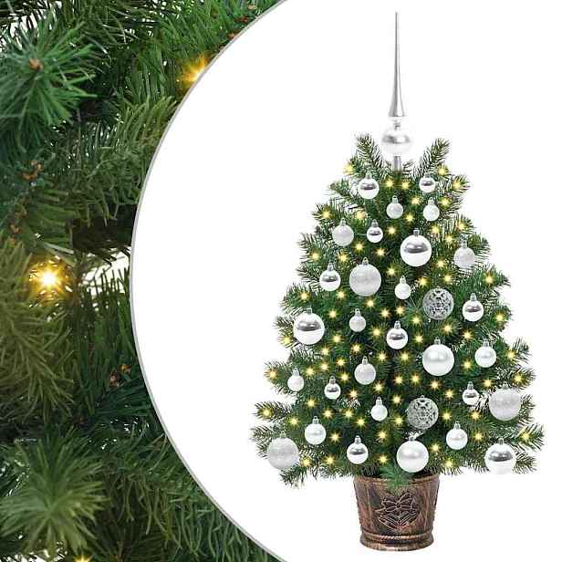 vidaXL Umělý vánoční stromeček s 150 LED diodami Zelená 75 cm PE a PVC