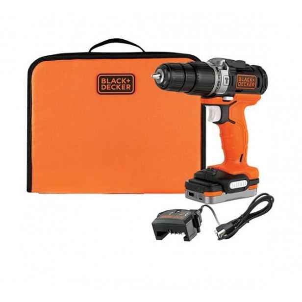 BLACK+DECKER - 12V AKU vrtačka s příklepem, s taškou, 1x aku 1,5 Ah Li-Ion, nabíječka BDCHD12S1-XJ