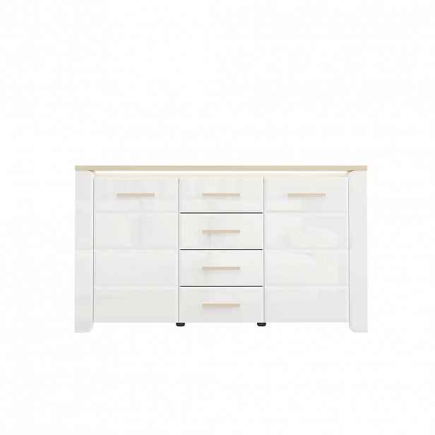 Carryhome KOMODA, bílá, dub bianco, 154/88/40 cm