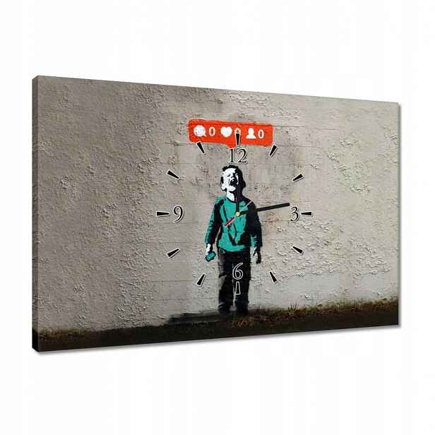 Hodiny 60x40 Banksy Zero Likes