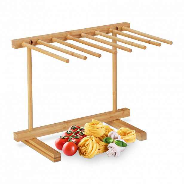 Relaxdays SUŠÁK na těstoviny přírodní bambus 8 tyčí 28,5 cm
