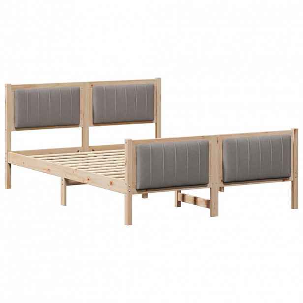 vidaXL Rám postele Hnědá a taupe 140 x 200 cm Masivní borovicové dřevo