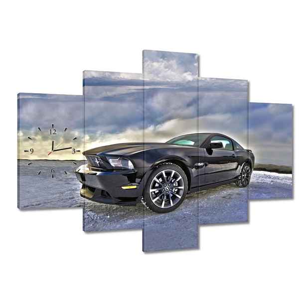 Hodiny 150x105 Ford Mustang na sněhu Auto Klasika vyrobeno v Usa