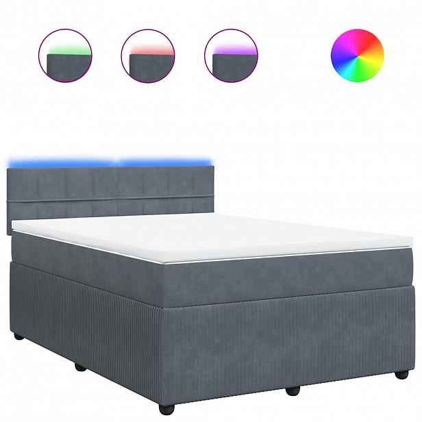 vidaXL Box spring postel s matrací tmavě šedý 140 x 190 cm samet