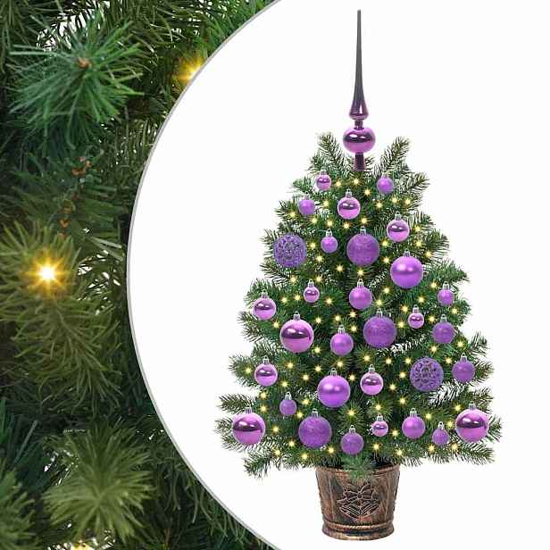 vidaXL Umělý vánoční stromeček s 150 LED diodami Zelená 75 cm PE a PVC