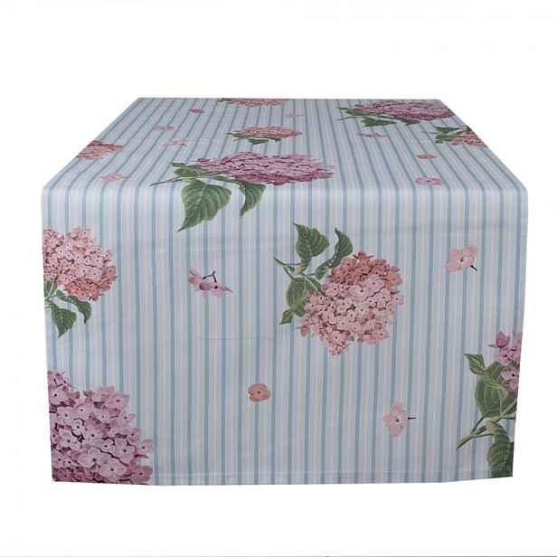 Bavlněný běhoun s květy hortenzie Vintage Grace - 50*140cm Clayre & Eef