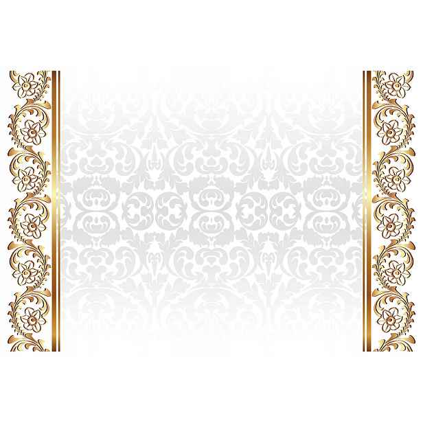 Fototapeta Zlaté květiny Ornament Elegance Klasika Bílá 200x140 lepidlo