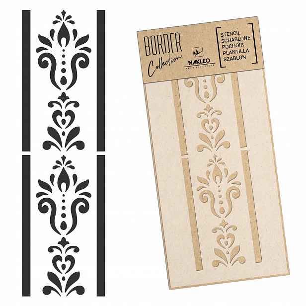Malířská šablona Bordiura Opakovaně Použitelný 45x95 cm Damaškový Ornament Border