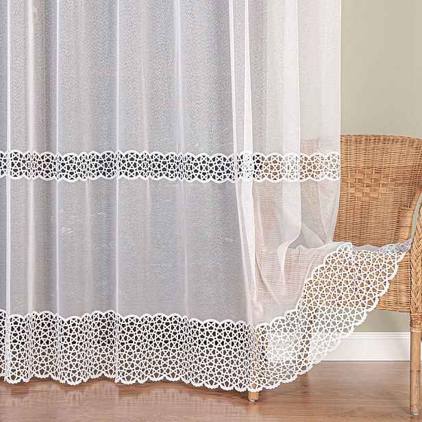 Mg markýzová záclona premium 6046 bílá s guipurou 250x290 cm Obšité Boky M