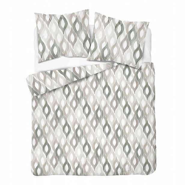 Povlečení Flanelové 220x200 Geometrické Olivové s béžovou