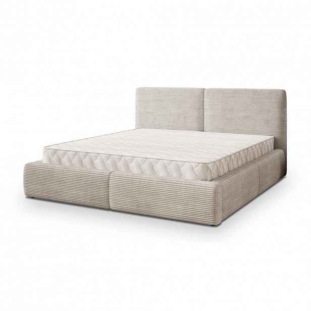 MASSENO ČALOUNĚNÁ Postel FELURO 200x200 cm Krémová