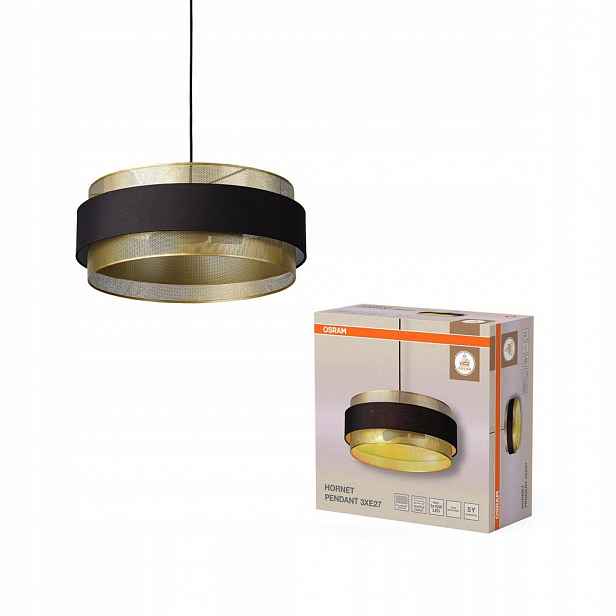 Závěsná stropní lampa 3x E27 Dekorativní černý zlatý dekor Osram