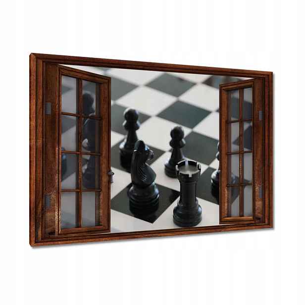 Obrazy 90x60 Černé šachové figurky