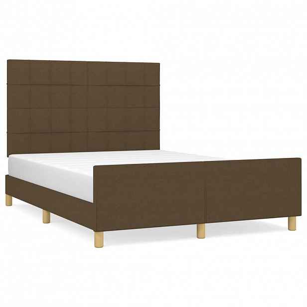 vidaXL Rám postele bez matrace tmavě hnědý 140 x 190 cm textil
