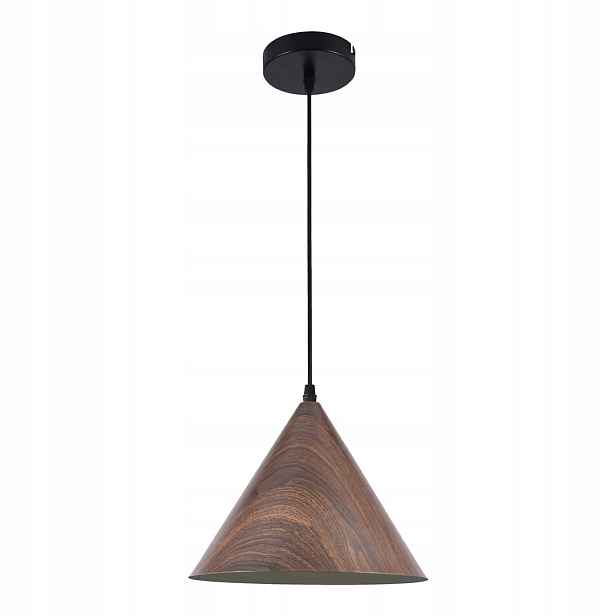 Závěsná lampa kužel 30 cm hnědá imitace dřeva nad stůl ostrov Milagro
