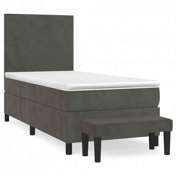 vidaXL Box spring postel s matrací tmavě šedá 90x190 cm samet