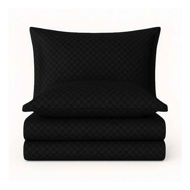 Černé povlečení na dvoulůžko/prodloužené z bavlny Renforcé 240x220 cm Checkered – Mila Home Luxury