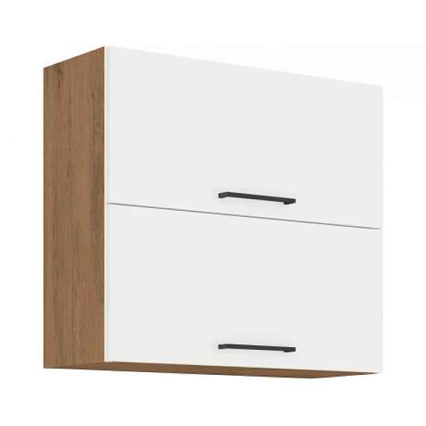 Horní kuchyňská skříňka Vigo, dub lancelot/bílý lesk, šířka 80 cm
