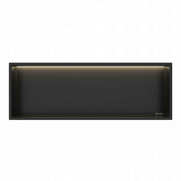 Interiérová Police S Led Osvětlením 30x90x10 cm Černá Wall-box One Led Balneo
