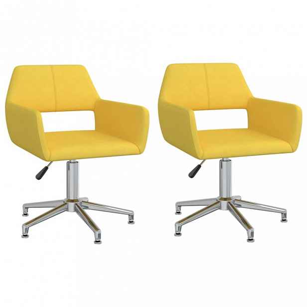 Jídelní židle otočná 2 ks látka Žlutá