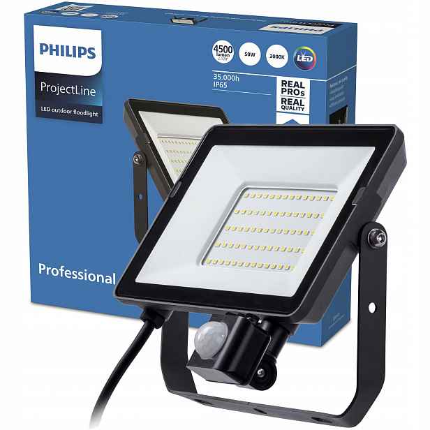 Led reflektor 50W 3000K IP65 Halogenový reflektor s pohybovým senzorem Philips