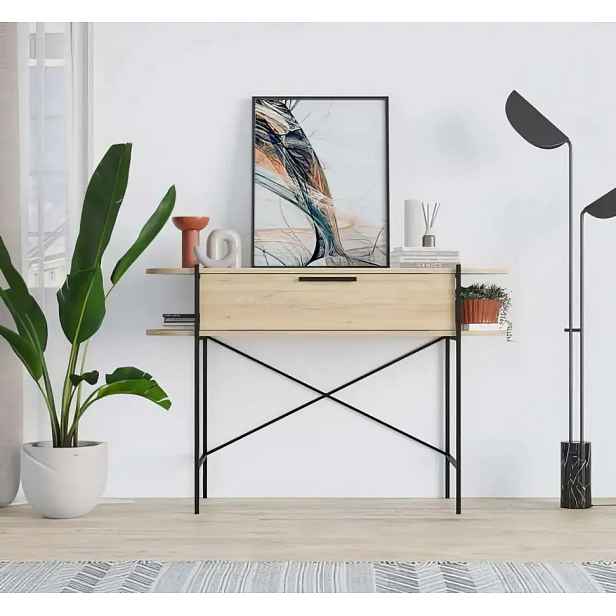 Casarredo Konzolový stolek LUNA - dub / bílá Carrara