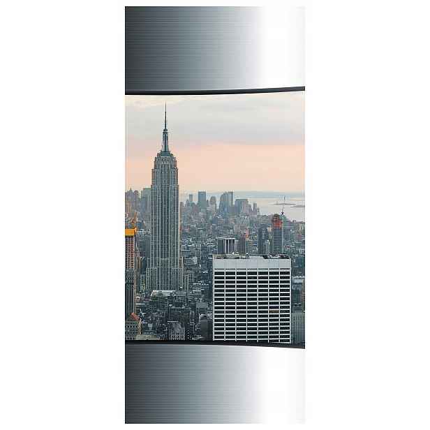 Fototapeta New York v rámu mrakodrapy šedá růžová 91x211 lepidlo