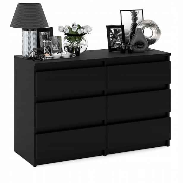 Komoda S Zásuvkami Černá 100 CM 6 CM Prostorná Skříňka Rtv Nábytek Do Obývacího Pokoje Loft