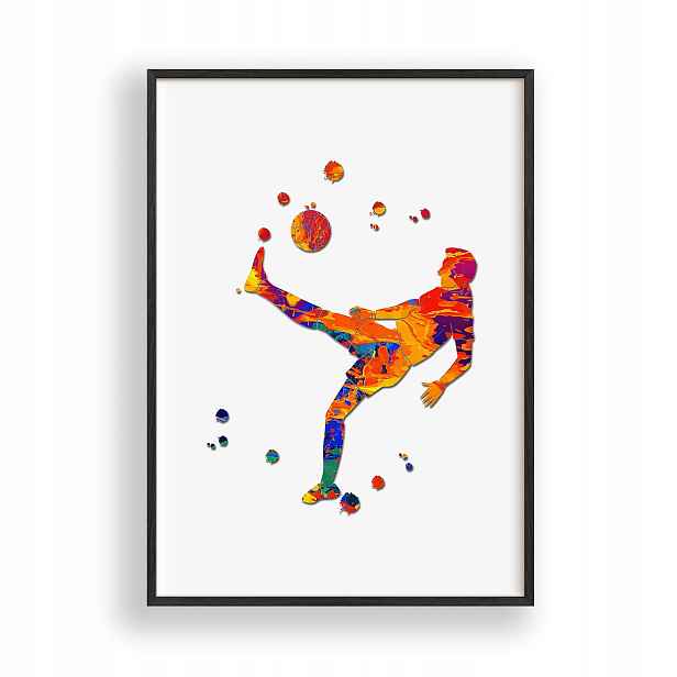 Obraz Fotbalista Překlopka Plakát Rámeček Dřevěný Černý 30x42 cm