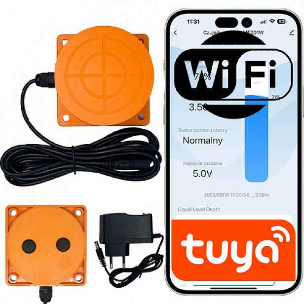 Snímač hladiny kapaliny WiFi ultrazvukový IP65 Tuya Smart nádrž