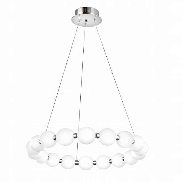 Stropní závěsné svítidlo lustr stříbrný bílé koule velký Toolight G183-CP