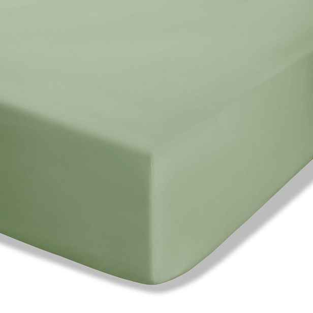 Zelené napínací perkálové prostěradlo 90x190 cm Easy Iron Percale – Catherine Lansfield